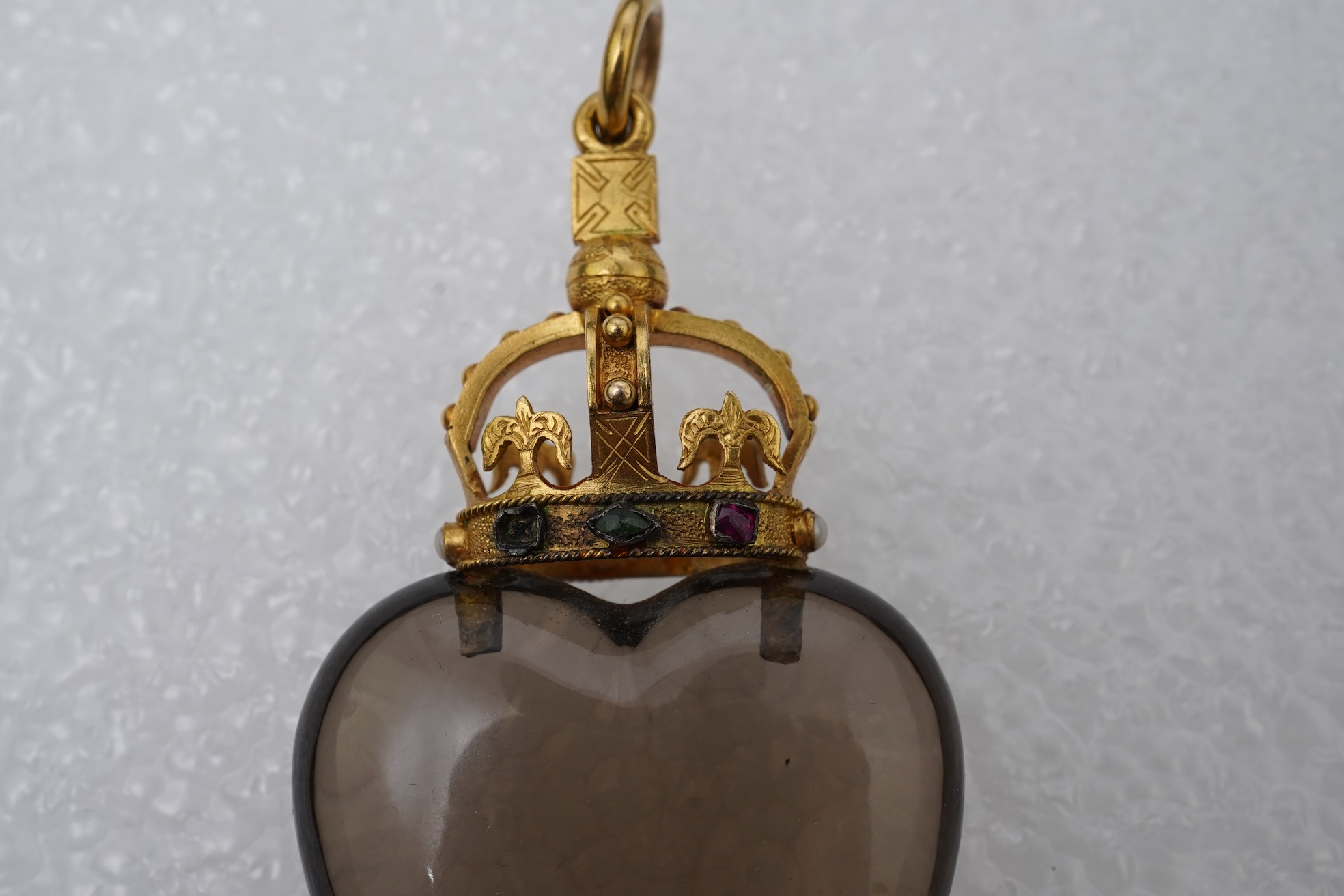 Hamilton and Inches, a smoky quartz and gem-set Luckenbooth pendant, Scotland, late 19th century